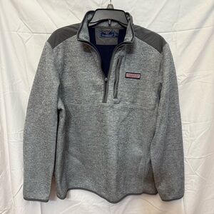 Vineyard Vines 1/4 Zip Mountain Sweater, Gray, L